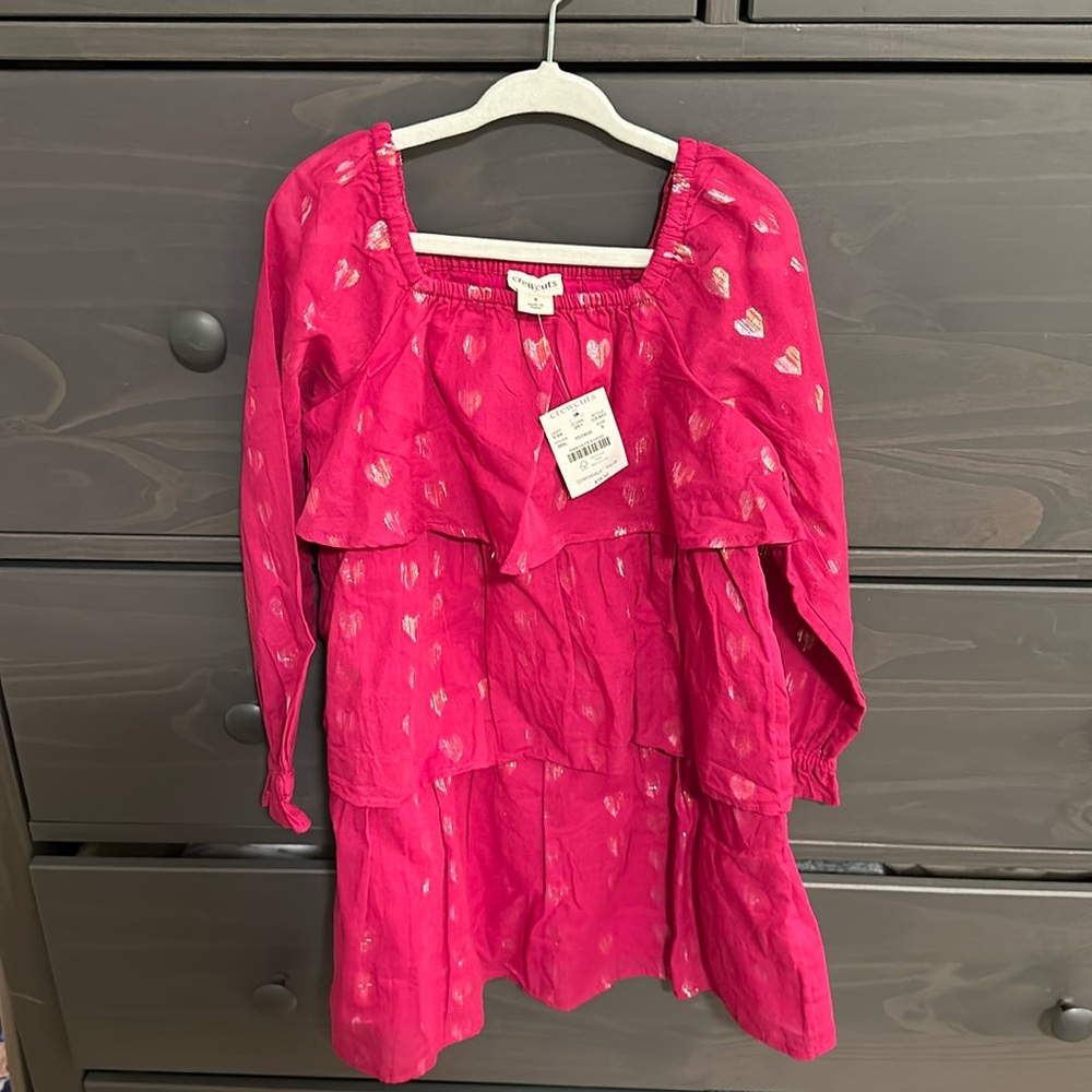 NWT J Crew crewcuts girl shimmer tiered hearts dress